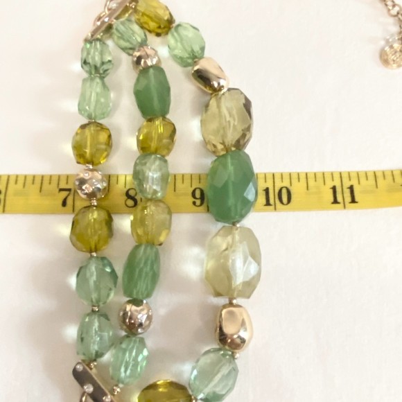 Choker Necklace Possibly Dana Buchman Shades Of Green Beads Three Strand - Picture 7 of 7
